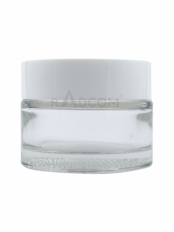 50Gm Shine Mesh Jar - Clear-With Plastic White Cap With Inner Lid